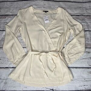 NWT J. Crew Mercantile Faux Wrap Tie Blouse Size 2